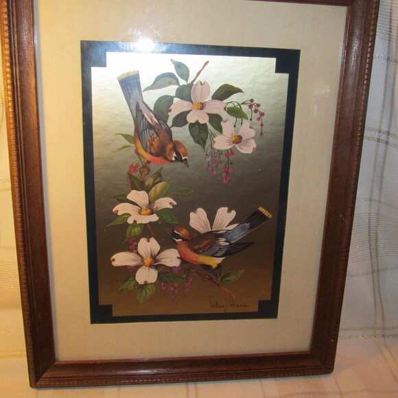 FOIL BIRD PICTURE VINTAGE  PICTURE BY WILLIAM J. WHITESIDE.- BEAUTIFUL.  GREAT! - Picture 11 of 16